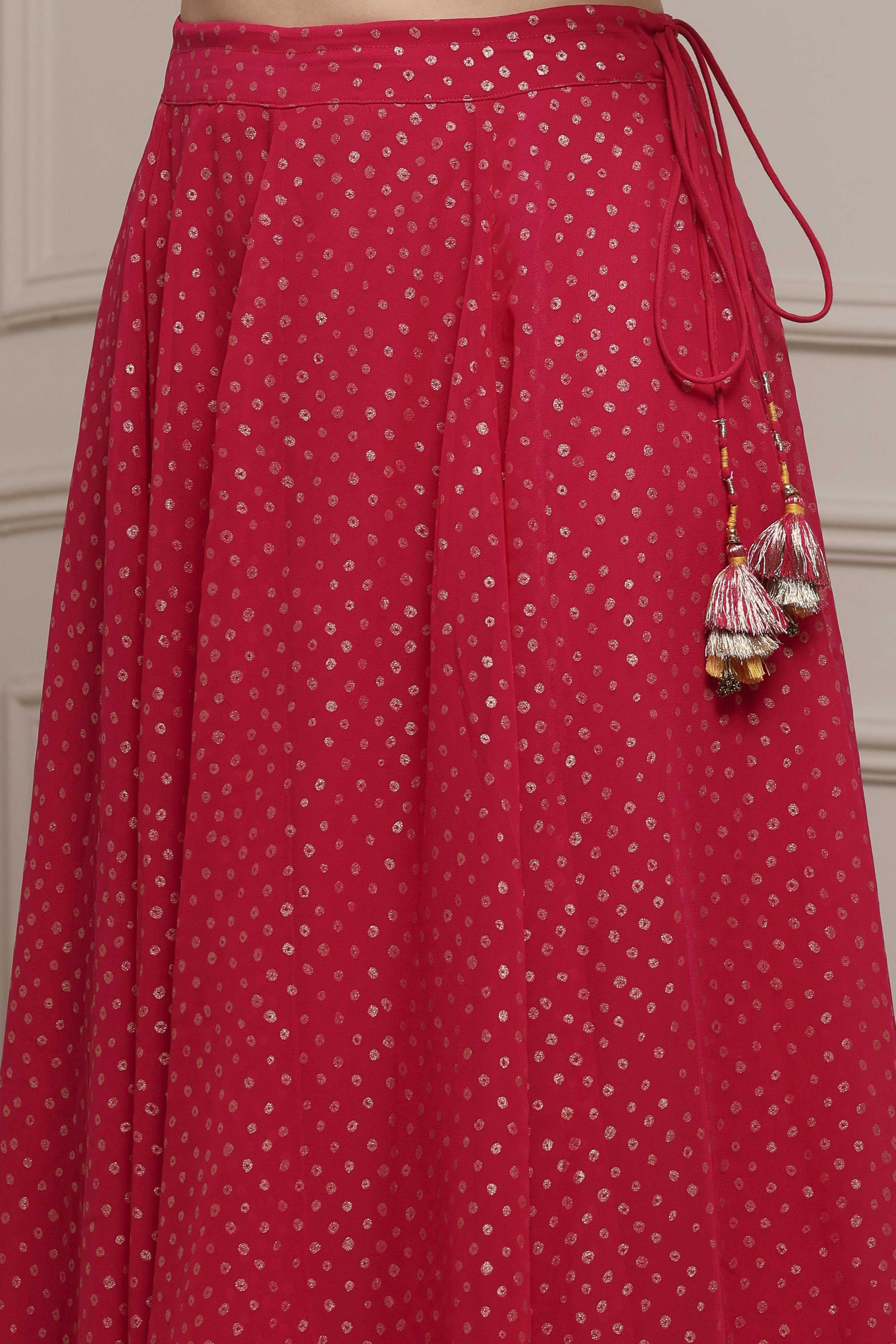 Fuchsia Polyester Printed Lehenga Set image number 2