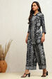 Black Viscose Rayon Straight Printed Kurta Set image number 3