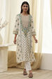 Cream-Colored Printed Straight Kurta image number 5