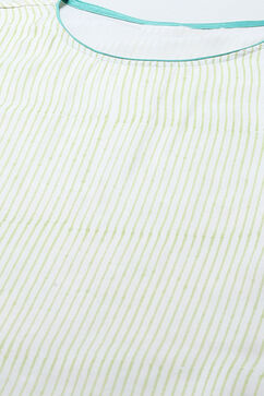 White Green Muslin Unstitched Suit set image number 2