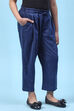 Blue Cotton Solid Pant image number 3