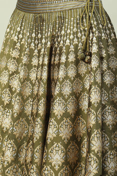 Mehndi Art Silk Lehenga Set image number 2