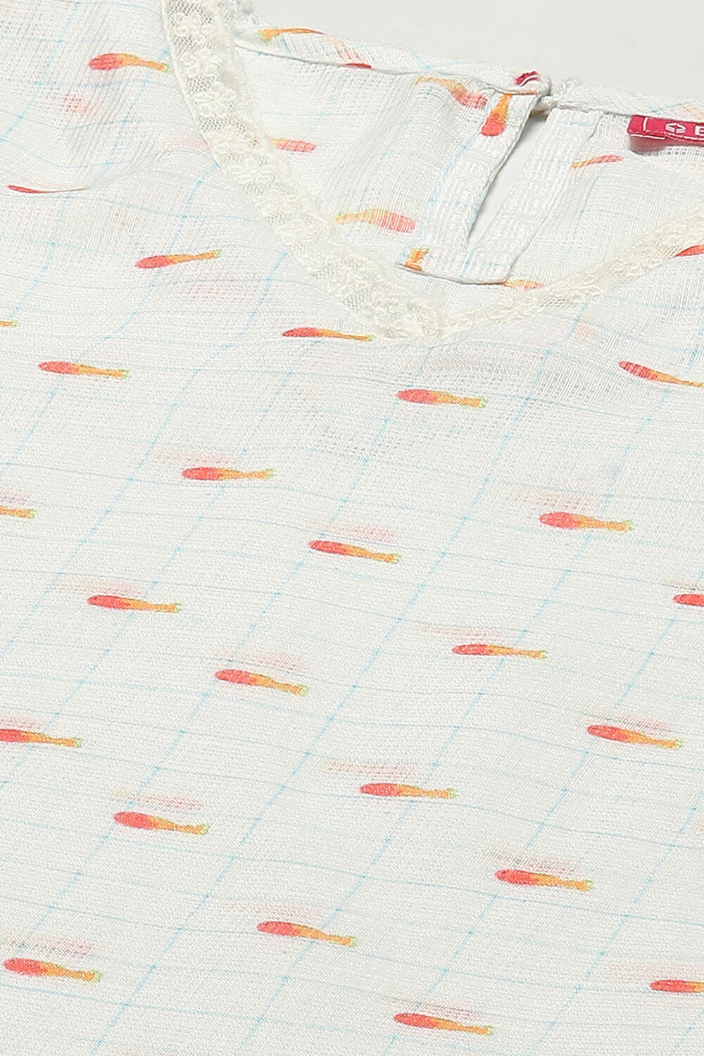 Off White Cotton Blend Straight Kurta Narrow Pants Suit Set image number 1