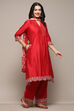 Red Chanderi Straight Kurta Suit Set image number 6