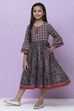 Charcoal And Rust Cotton Printed Dress image number 0