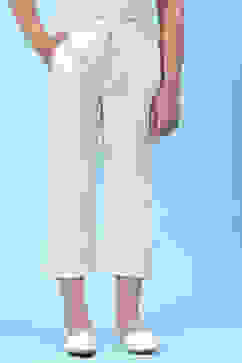 White Cotton Solid Pant image number 0