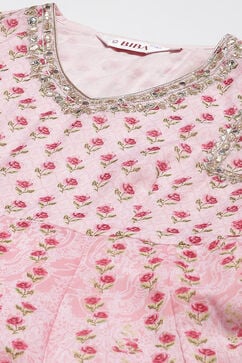 Pink Straight Kurta Churidar Suit Set image number 1