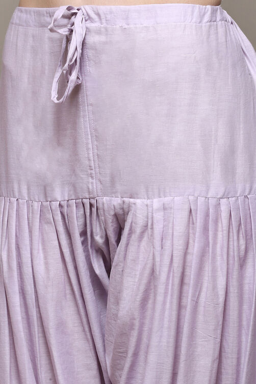 Lavendar Cotton Blend Printed Unstitched Suit Set image number 3