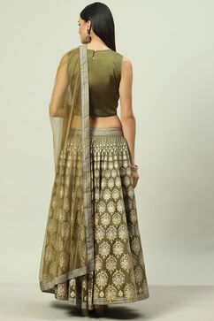 Mehndi Art Silk Lehenga Set image number 4