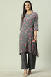 Grey Viscose A-Line Kurta Palazzo Suit Set image number 5
