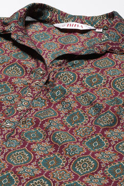 Wine Poly Viscose Straight Printed Kurta image number 1