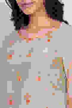 Beige Poly Cotton Straight Kurta Slim Pant Suit Set image number 1