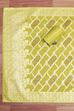 Botle Green Tissue Chanderi Embroidered Unstitched Suit Set image number 3