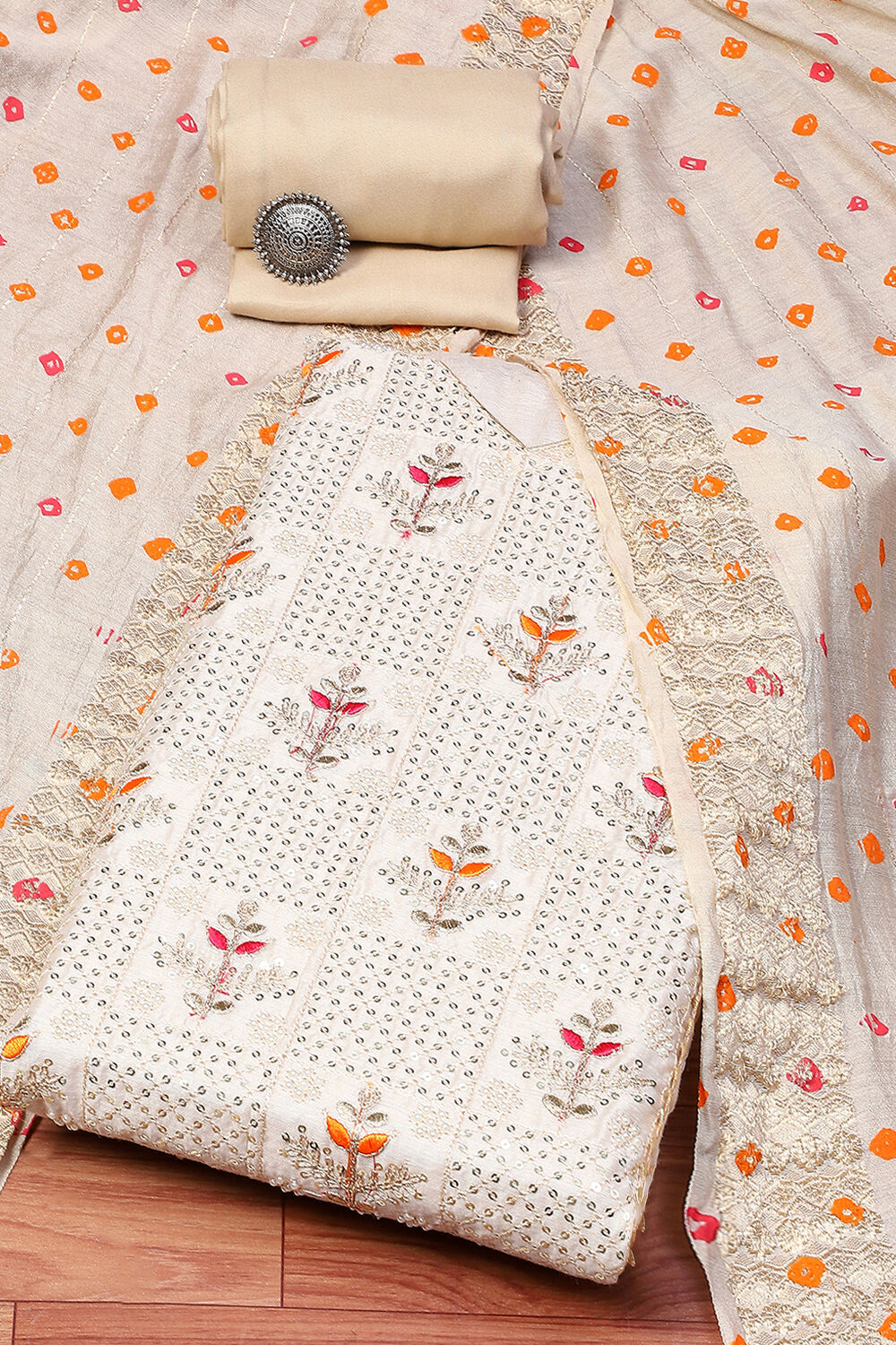 Pink Modal Unstitched Suit Set image number 0