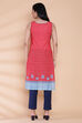 Red Cotton Sleeveless Printed Kurta image number 5