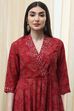 Navy Blue Printed Angrakha Style Anarkali Suit Set image number 1