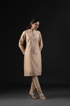 Rohit Bal Beige Cotton Silk Anarkali Printed Suit Set image number 1
