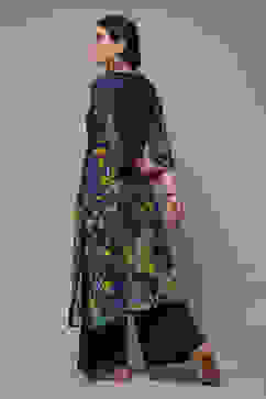 Navy Rayon Straight Printed Kurta image number 2