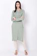 Rust Acrylic And Wool Straight Solid Kurta image number 0