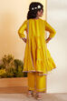 Yellow Viscose Silk Yoke Design Tiered Kurta Set image number 5