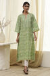Green Pure Cotton Printed Straight Kurta image number 2