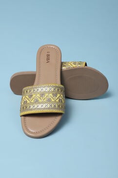 Yellow Embroidered Sandals image number 3