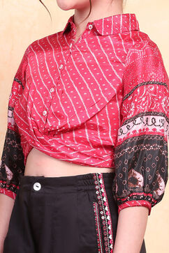 Red-Black Viscose Blend Shirt Set image number 1