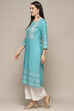Pink Rayon flax Relaxed Kurta Palazzo Suit Set image number 3