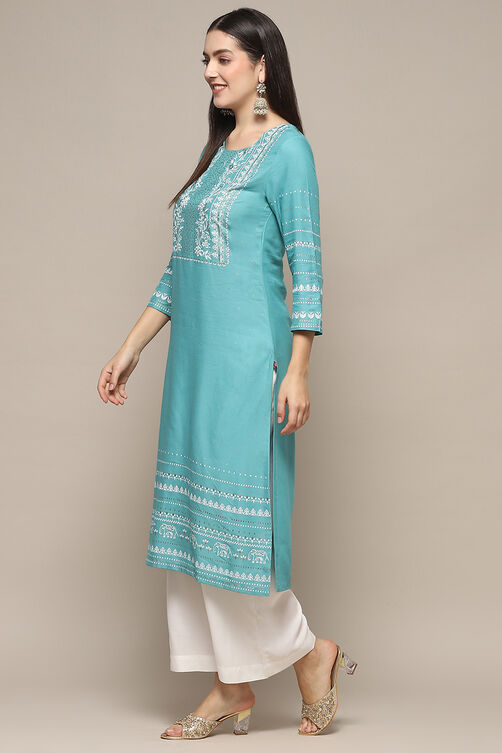 Pink Rayon flax Relaxed Kurta Palazzo Suit Set image number 3