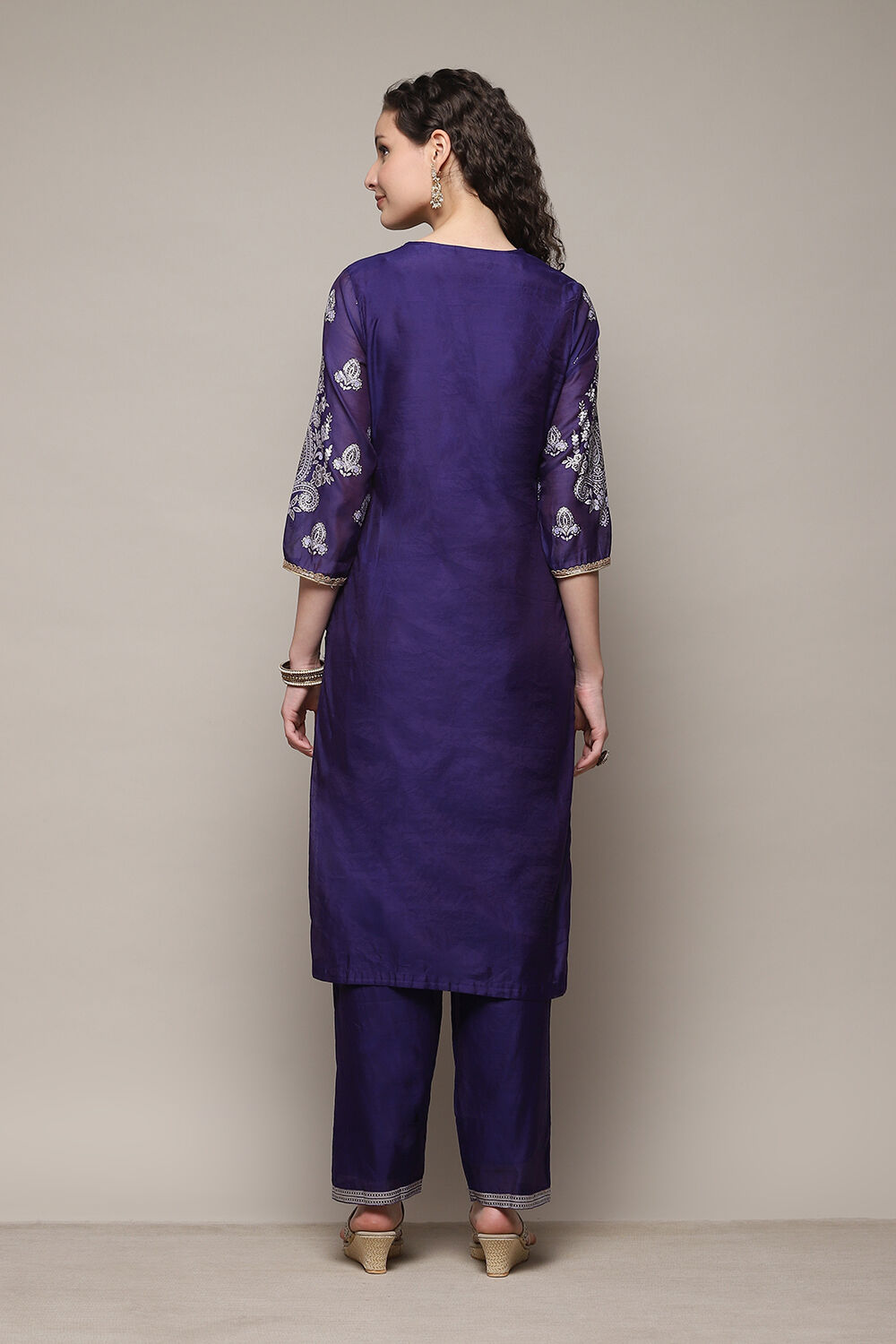 Purple Polyester Straight Printed 2 Piece Set image number 4