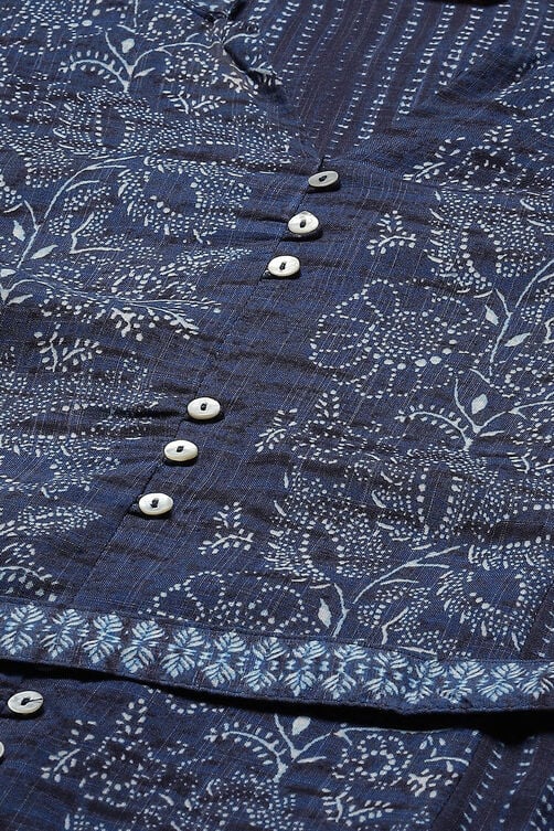 Indigo LIVA A-Line Printed Dress image number 5