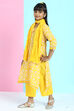 Yellow Cotton A-Line Straight Kurta Palazzo Suit Set image number 3