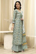 Green Cotton Screen Print Unstitched Suit Set image number 5