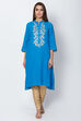 Blue Cotton And Viscose A-Line Solid Kurta image number 0