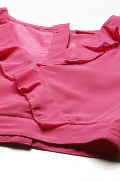 Pink Polyester Flared Printed Lehenga Set image number 1