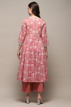 Pink Cotton Anarkali Suit Set image number 4