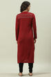 Maroon Acrylic Straight Yarndyed Kurta image number 4