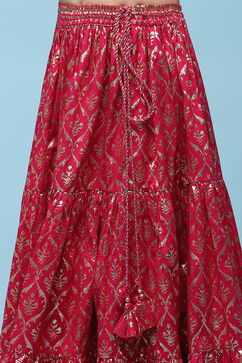 Fuschia Polyester Short Kurta Printed Suit Set image number 2
