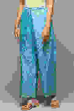 Blue LIVA Relaxed Palazzo image number 2