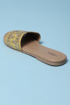 Yellow Embroidered Sandals image number 4