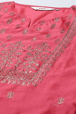 Coral Cotton Blend Layered Kurta Churidar Suit Set image number 2