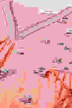 Pink Cotton Gathered Kurta Pants Suit Set image number 1