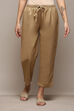 Antique Gold Polyester Slim Printed Pants image number 5