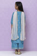 Teal Cotton Girls Straight Straight Kurta Palazzo Suit Set image number 7