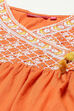 Orange Cotton Gathered Kurta Salwar 2 Piece Set image number 1