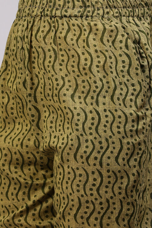 Olive Cotton Woven Unstitched Suit Set image number 3