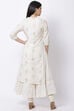 Off White Chanderi Cotton Flared Suit Set image number 5