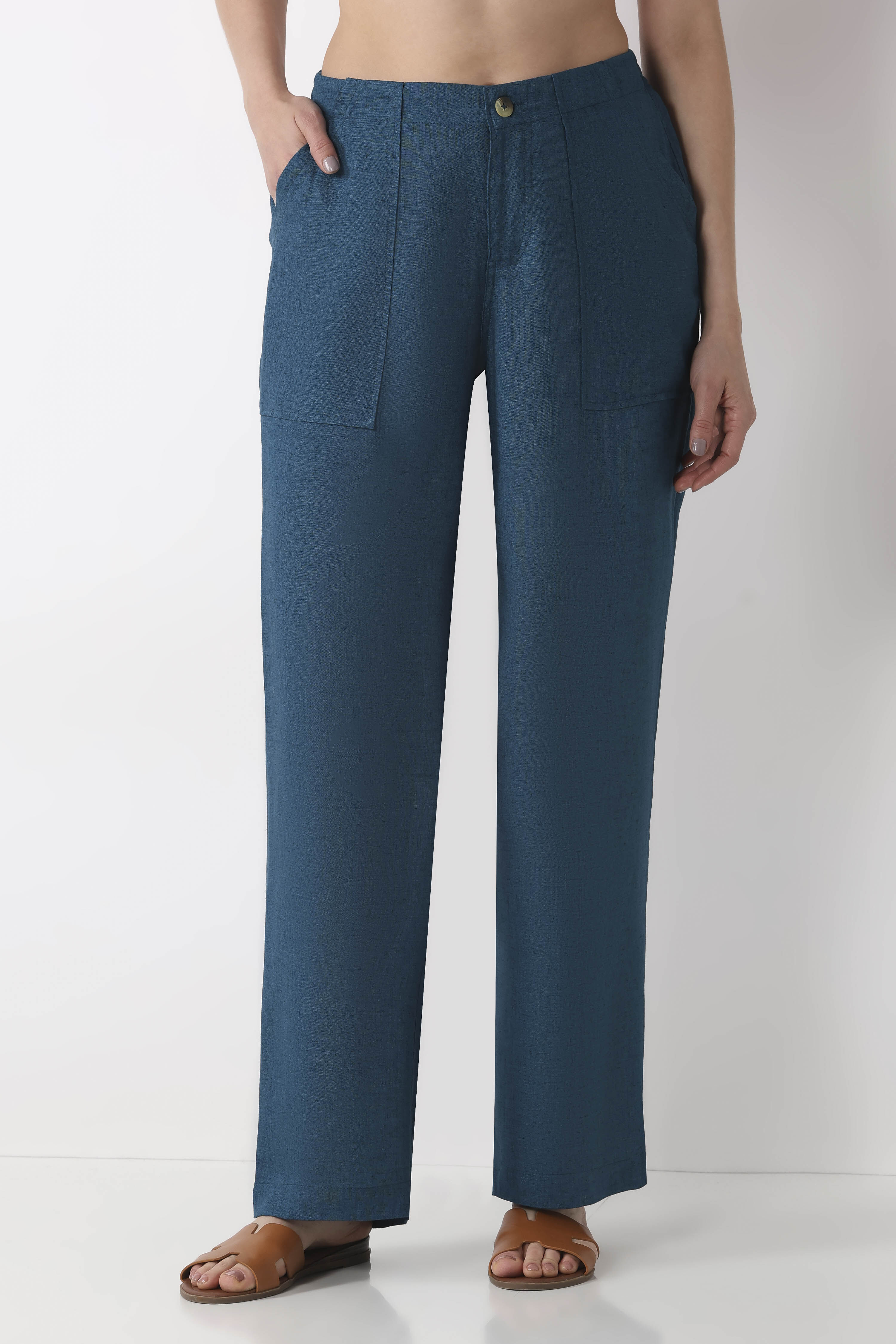 Natural Viscose Blend Loose Pants image number 4