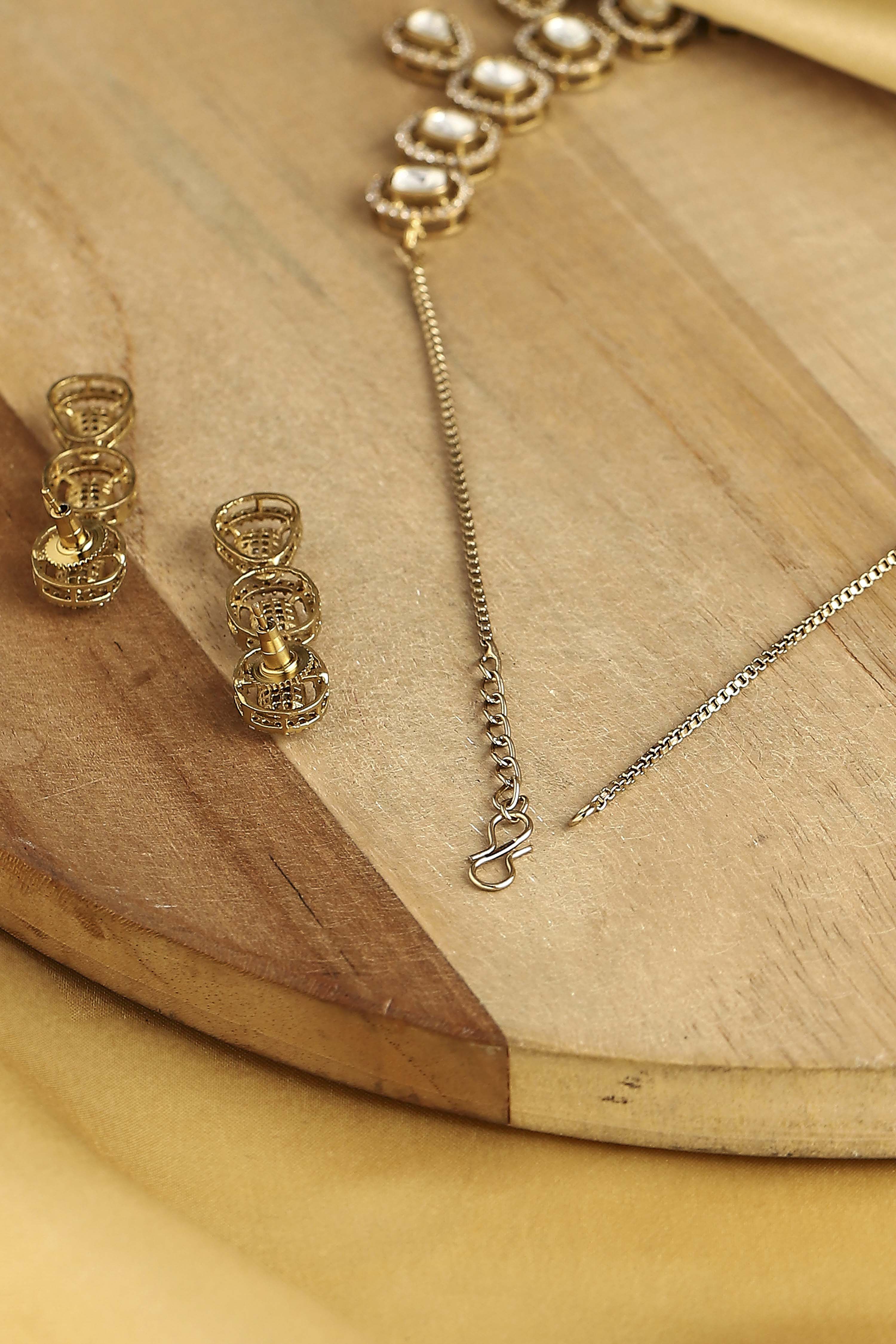 White Brass Kundan Set image number 2