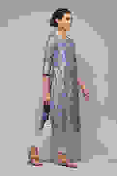 Blue Polyester Straight Printed Kurta image number 3